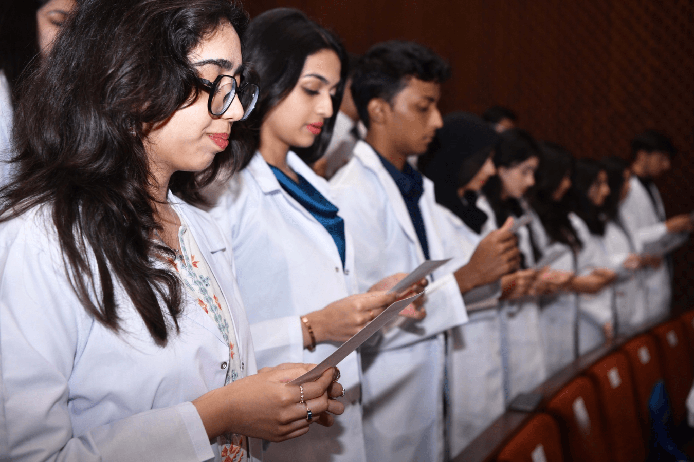 MBBS students at the Aga Khan University recite the Hippocratic Oath, an ethical promise made by new physicians.